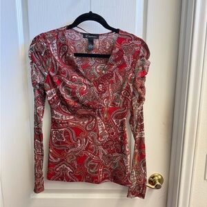 INC International Concepts Ruched Long Sleeve Blouse